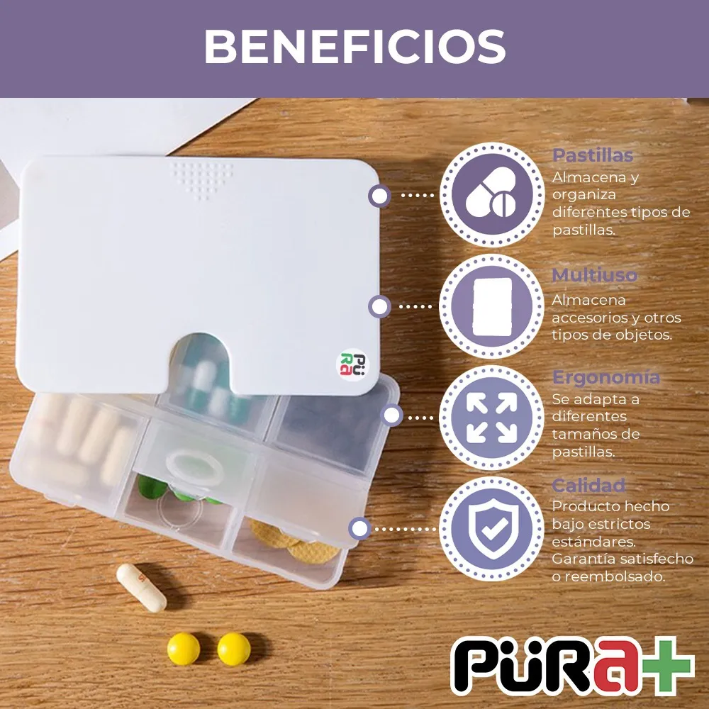 Pastillero Organizador de 6 compartimientos